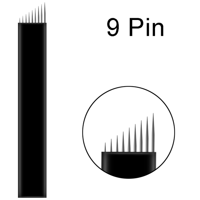 100pcs Black Lamina Microblading Needles 0.18mm U Shape 18 Pins Blades 12 14 16 21 Pin Tattoo Needles For Permanent Makeup Pen