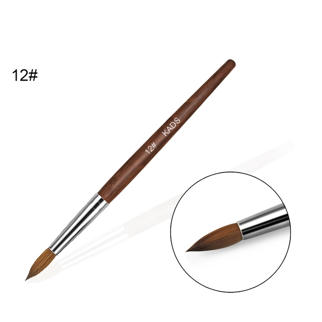 1pc Kolinsky Sable Acrylic Brush UV Gel Carving Brush Pen Liquid Powder DIY Nail Drawing Flat Round Red Wood Nail Art Brush