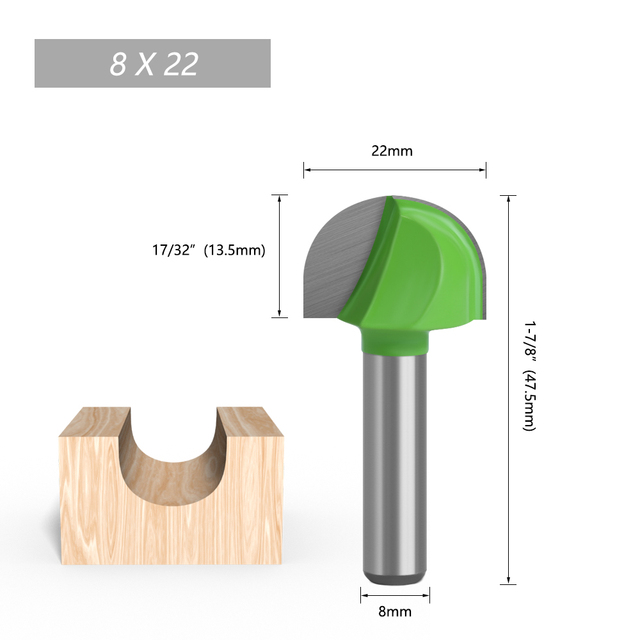 LA VIE 1pc 8mm Shank Ball Nose End Mill Round Nose Cove CNC Milling Bit Radius Core Box Solid Carbide Router Bits Tools