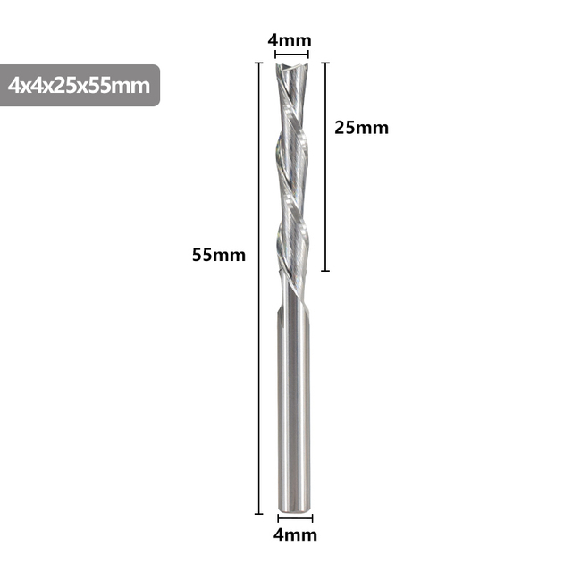 XCAN Left Hand Down Cutter 3.175/4/5/6mm Shank Spiral End Mill 2 Flute Carbide Milling Cutter for CNC Aluminum Cutting Milling B