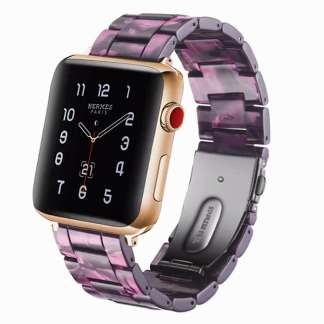 Replacement Resin Tortoise Shell Lines Watch Strap Bracelet For Apple Watch Series 5/4/3/2/1 42mm 44mm 38 and 40mm Leopard Print