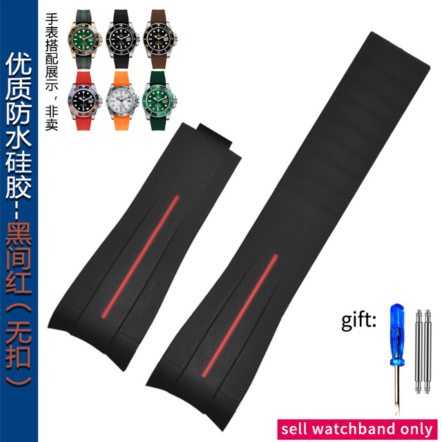 For Rolex Rubber B Diver GMT Daytona Black Green Water Specter Rubber Silicone Watch Strap 20mm