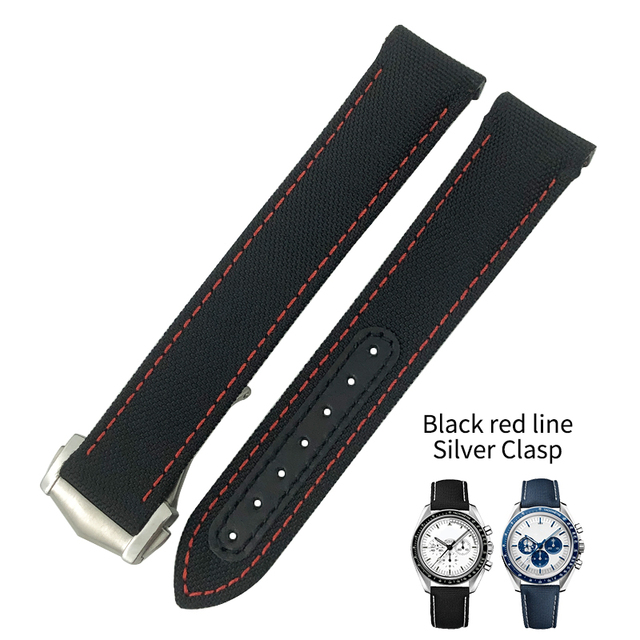 19mm 20mm Nylon Canvas Watch Strap for Omega 300 AT150 Fabric Leather Aqua Terra 150 Blue 21mm 22mm Watchband Buckle