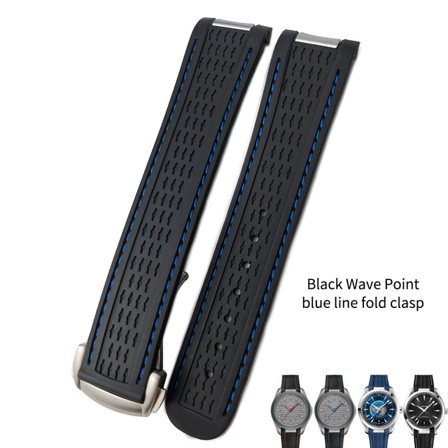 20mm Rubber Silicone Watch Strap Fit For Omega Seamaster 300 AT150 Aqua Terra Ultra Light 8900 Steel Buckle Watchband Bracelets