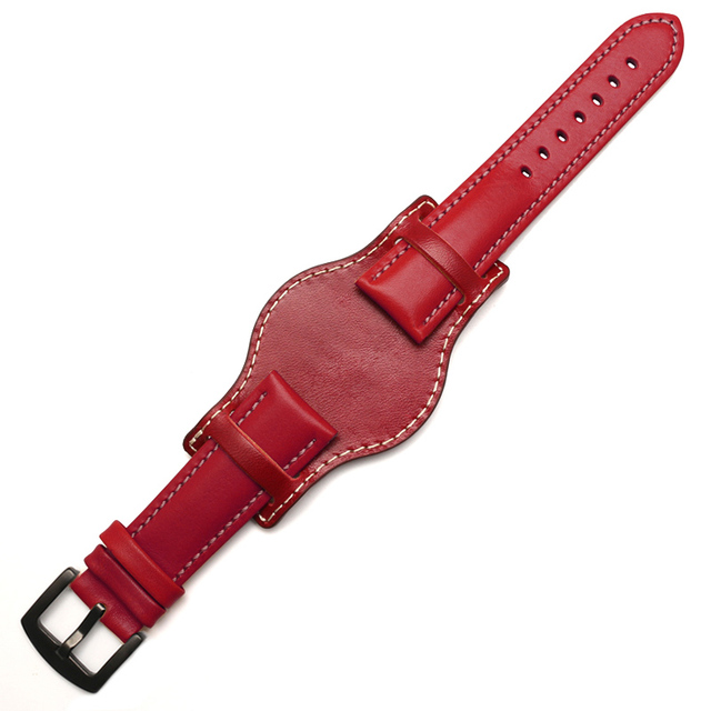 Genuine Leather Bracelet 18mm 20mm 21mm 22mm Watch Strap Man Watchband With Mat Wrist Band Handmade Leather Bracelet