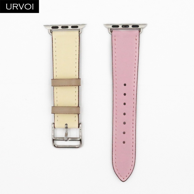 URVOI Leather Band for Apple Watch Series 7 6 SE 5 4 3 2 1 Round One for iwatch Straps Wrist Band Classic Design 41 45mm