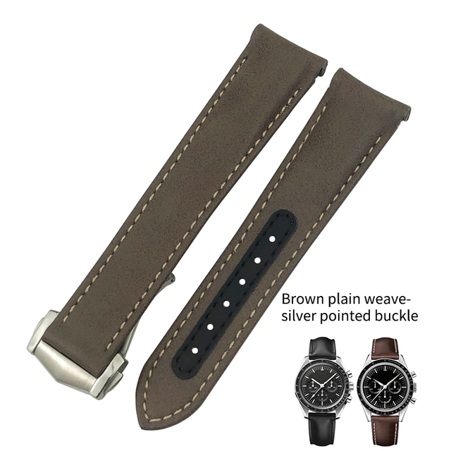 Curved End Real Cow Leather Watchband 20mm 19mm 21mm Fit For Omega Aqua Terra AT150 Seamaster Diver 300M Soft Watch Strap