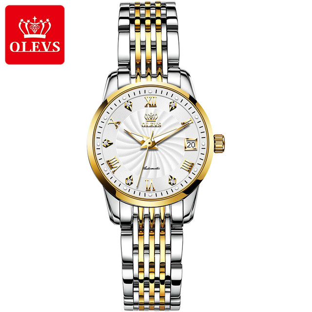 OLEVS Fashion Luxury Brand Automatic Mechanical Watch Lovers Watches Stainless Steel Waterproof Pair Ladies Watches relogio masculino