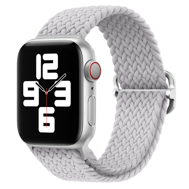 Braided Solo Loop Ring for Apple Watch 44mm 40mm 42mm 38mm Elastic Nylon Fabric Bracelet for iWatch 3 4 5 SE 6 Adjustable Buckle