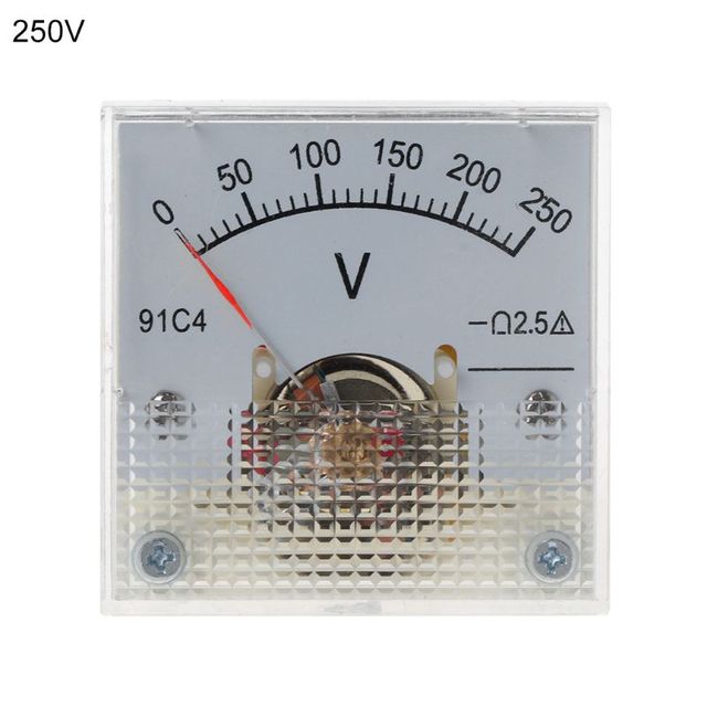 91C4 DC Voltmeter Analog Panel Voltage Meter Mechanical Pointer Type 3/5/10/15/20/30/50/100/150/250V E1PD