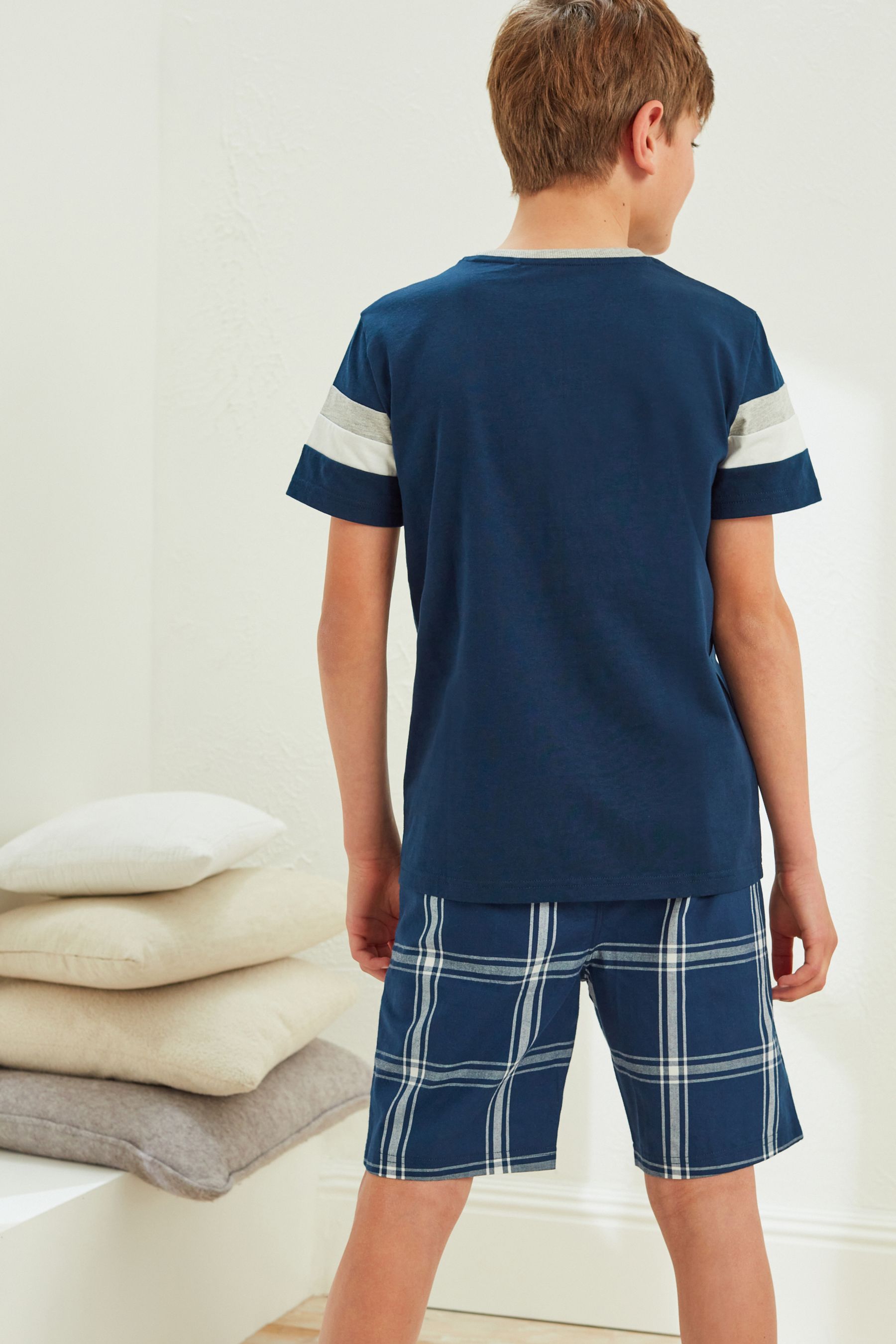 2 Pack Check Short Pyjamas (3-16yrs)