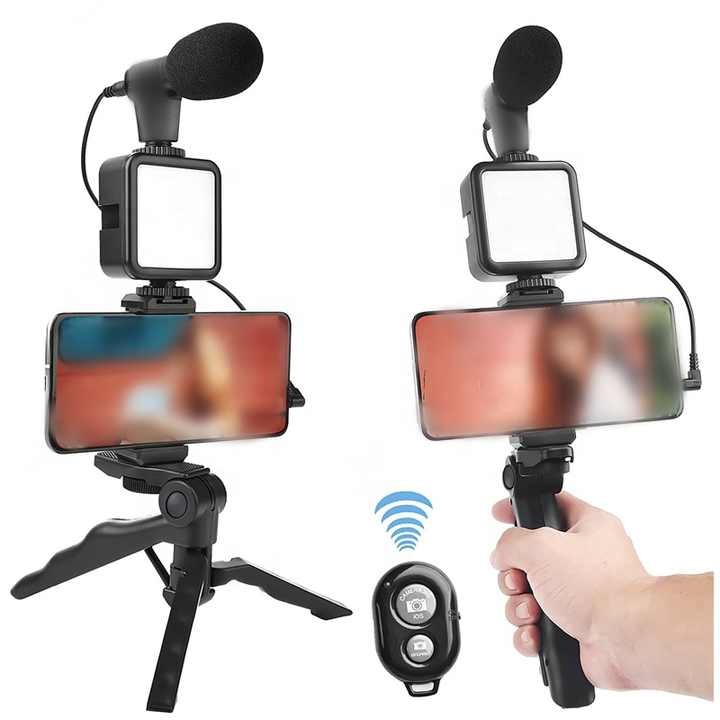 Shotgun Microphone with LED Light Tripod is On-camera For Vlogging Video Microphone kit