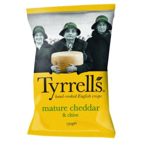 TYRRELLS MATURE CHEDDAR CHIVES 150G