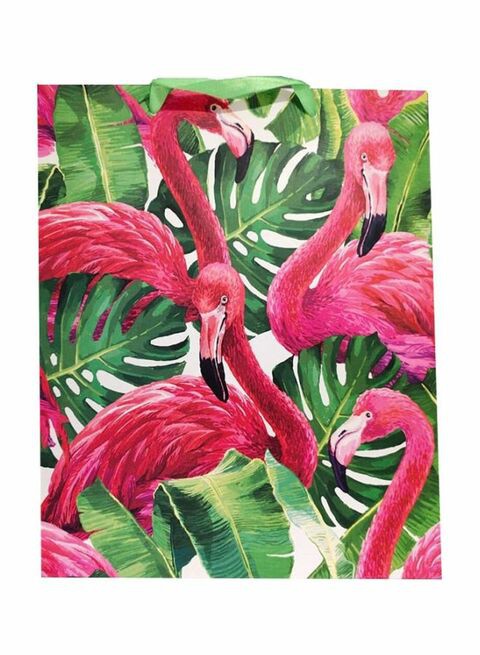 East Lady Flamingo Printed Gift Bag Green/Pink/White