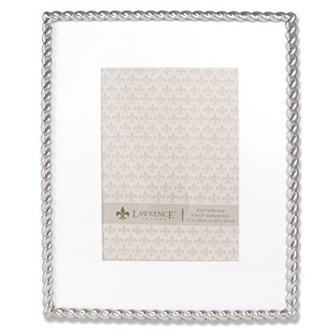 Lawrence Frames 710080 5 By 7-Inch Silver Metal Rope Picture Frame, 8 By 10-Inch Matted