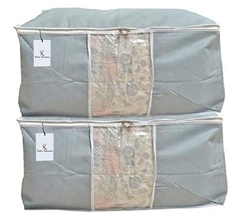 Kuber Industriestm Underbed Storage Bag, Storage Organiser,Blanket Cover Set Of 2 Pcs - Grey (Extra Large Size) Code-Udb02