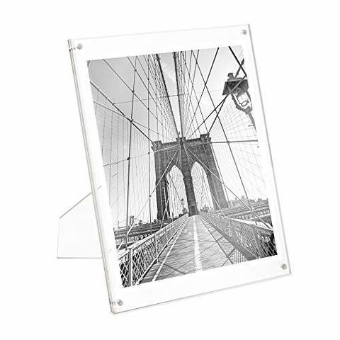 Isaac Jacobs International Isaac Jacobs 8 X 10 Clear Plain Acrylic Picture Frame, Magnetic Photo Frame, Made For Tabletop Display With Two-Way Easel