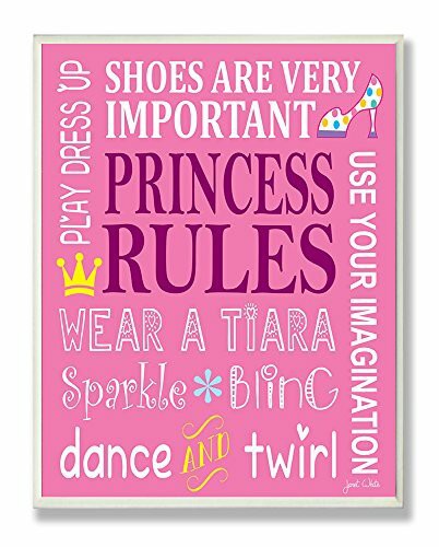 The Kids Room By Stupell Princess Rules Dance And Twirl Rectangle Wall Plaque, 11 X 0.5 X 15, Proudly Made In Usa