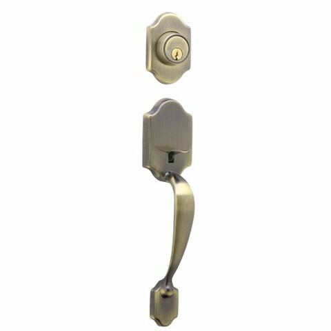 Dexter By Schlage Jh58Prs609 Paris Exterior Handleset With Deadbolt, Antique Brass