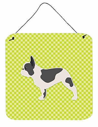 Caroline&#39;s Treasures Bb3841Ds66 French Bulldog Checkerboard Green Wall Or Door Hanging Prints, 6X6, Multicolor