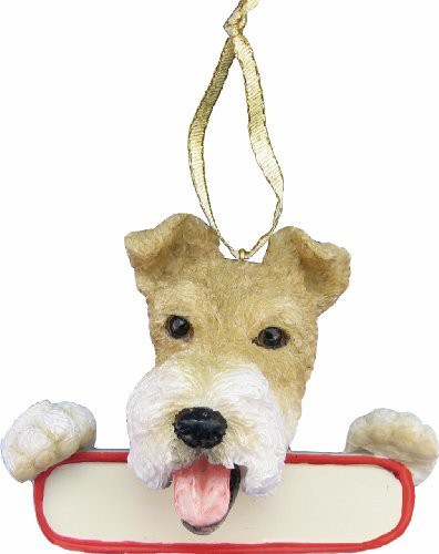 E&amp;S Pets Wire Fox Terrier Ornament Santa&#39;s Pals With Personalized Name Plate A Great Gift For Wire Fox Terrier Lovers