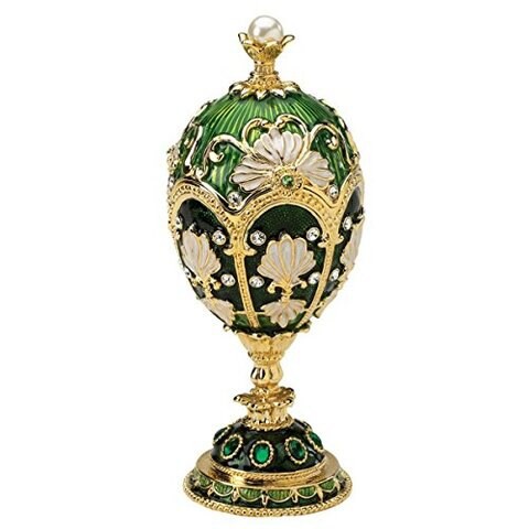 Design Toscano Fh1076 The Petroika Larissa Faberge Style Enameled Egg Collectible, 6 Inch, Green