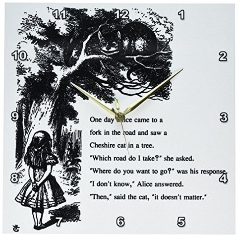 3Drose Dpp_193782_2 Which Road Do I Take Cheshire Cat Alicein Wonderland John Tenniel Wall Clock, 13 By 13-Inch