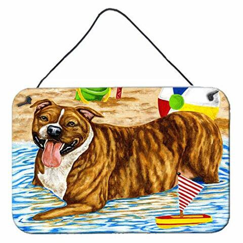 Caroline&#39;s Treasures Amb1338Ds812 Beach Bum Staffie Wall Or Door Hanging Prints, 8X12, Multicolor