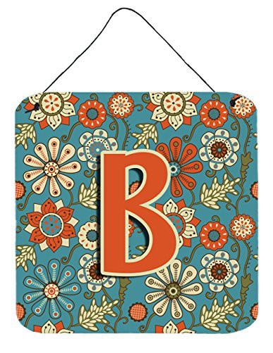 Caroline&#39;s Treasures Cj2012-Bds66 Letter B Flowers Retro Blue Wall Or Door Hanging Prints, 6X6, Multicolor