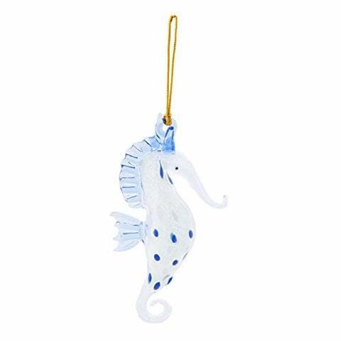 Beachcombers Glass Glowing&#39;s Seahorse Orn. White