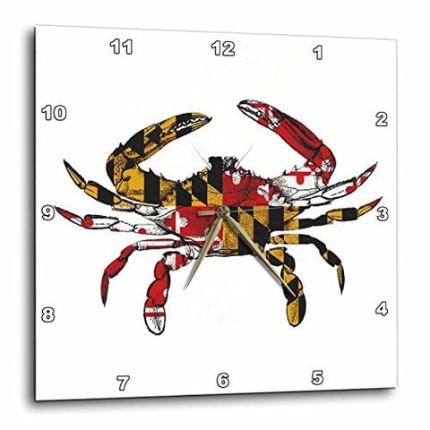 3Drose Dpp_193242_1 Maryland Crab Flag-Wall Clock, 10 By 10-Inch