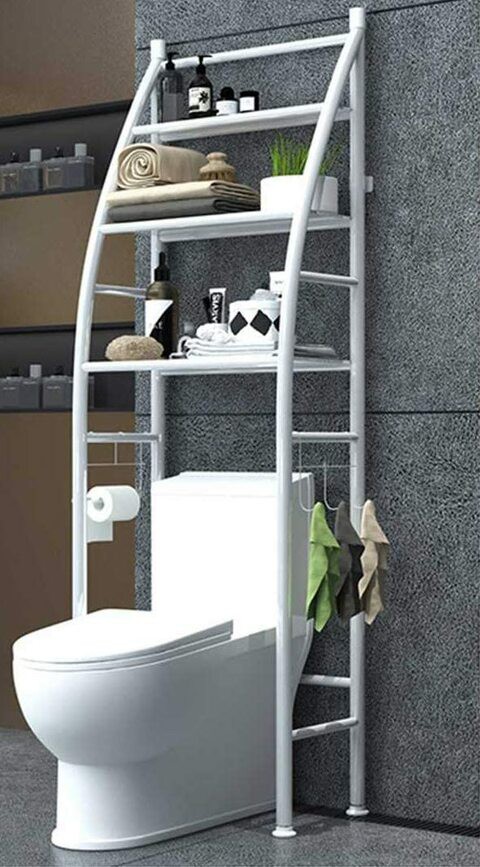 Toshionics Metal Toilet Cabinet Shelving Kitchen Bathroom Space Saver Shelf Organizer Holder New