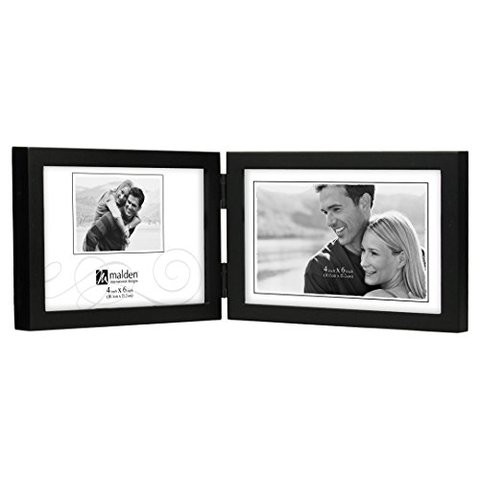 Malden International Designs Black Concept Wood Picture Frame, Double Horizontal, 2-4X6, Black