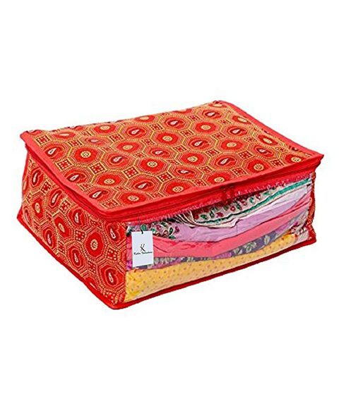 Kuber Industries Saree Cover In Bandhani Cloth Material (Red)