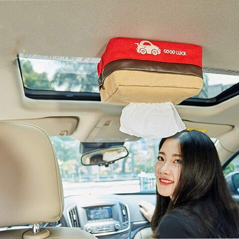 Generic Sun Visor Plush Napkin Tissue Box Storage Case Holder