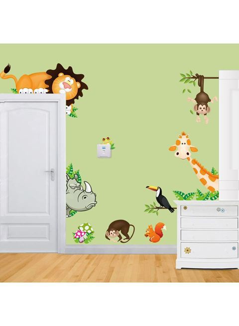 Dada Home Cute Monkeys Big Trees Cartoon Removable Wall Sticker Multicolour