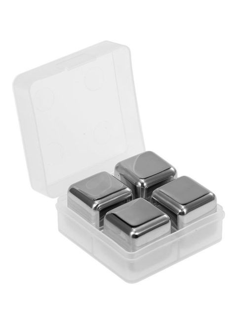Generic 5-Piece Stainless Steel Ice Cube With Storage Box Set Silver 6.20X4X6.20cm