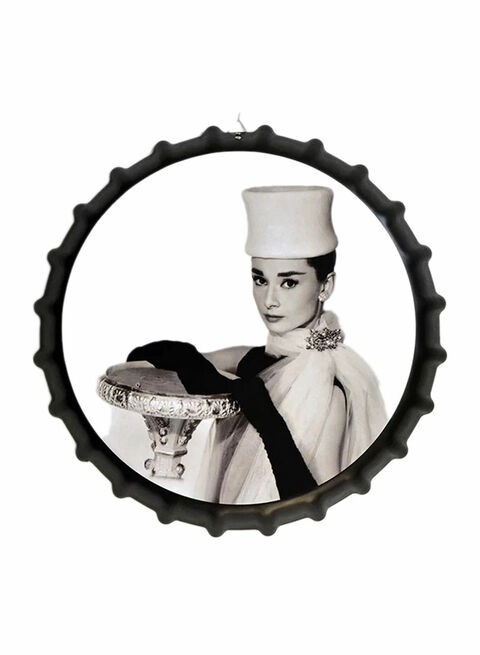 East Lady Bottle Cap Style Decorative Wall Hanging Showpiece White/Black 35 x 35cm