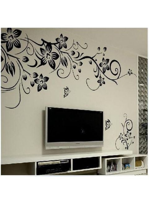 Generic Flower Decorative Wall Sticker Black 80X100cm