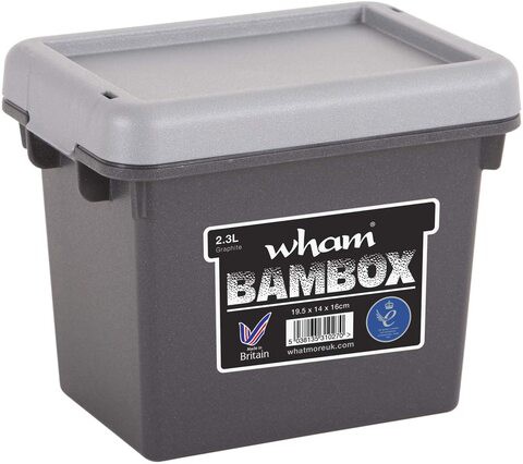 Wham 31027 Bam Storage Box With Lid, Graphite/Silver - 19.5H X 14W X 16D cm