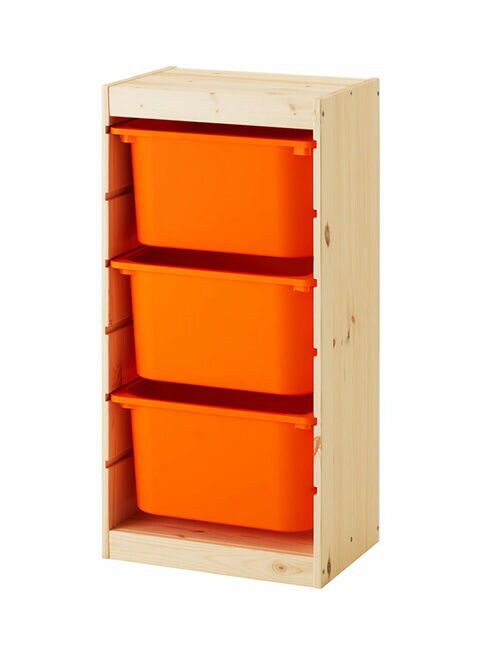 Storage Combination With Boxes Beige/White/Orange 44x30x91centimeter