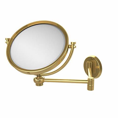 Allied Precision Industries Allied Brass Wm-6T/3X-Pb 8 Inch Wall Mounted Extending 3X Magnification With Twist Accent Make-Up Mirror, Polished Brass