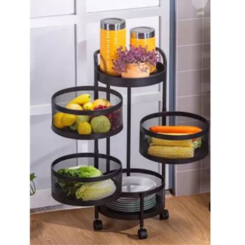 4 Tier Cart Shelf Storage Rack Organizer With Wheels Household Storage Shelf For Kitchen Living Room