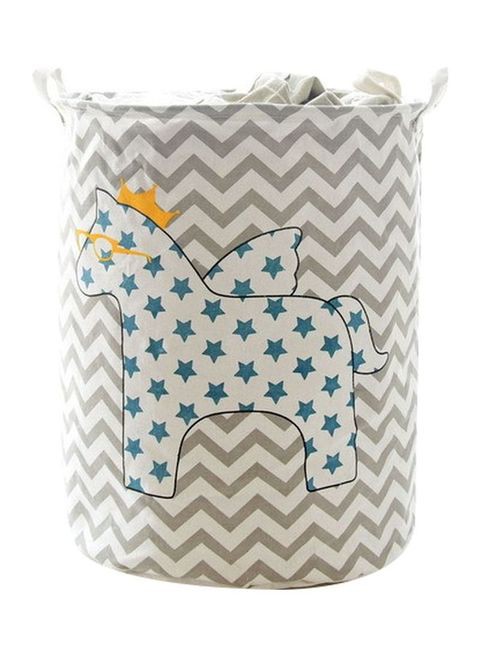 MissTiara Printed Storage Basket Grey/White/Blue 40x50centimeter