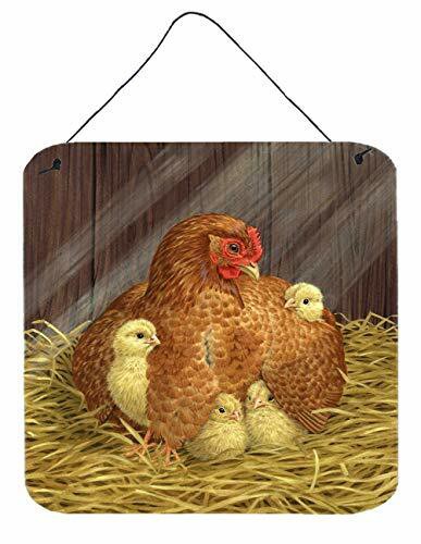 Caroline&#39;s Treasures Asad0109Ds66 My Little Chickadees Hen With Chicks Wall Or Door Hanging Prints, 6X6, Multicolor