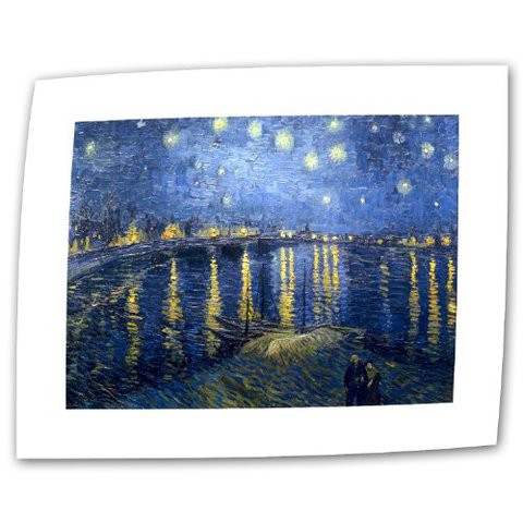 ArtWall The Art Wall Vincent Van Gogh Starry Night Over The Rhone 12 By 16-Inch Rolled Canvas Print With 2-Inch White Accent Border