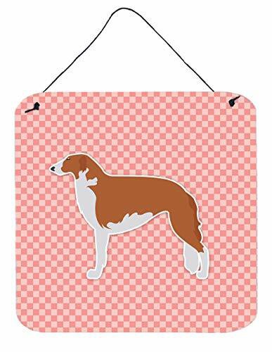 Caroline&#39;s Treasures Bb3599Ds66 Borzoi Russian Greyhound Checkerboard Pink Wall Or Door Hanging Prints, 6X6, Multicolor