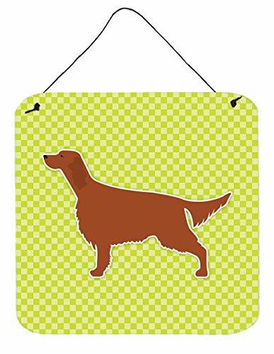 Caroline&#39;s Treasures Bb3793Ds66 Irish Setter Checkerboard Green Wall Or Door Hanging Prints, 6X6, Multicolor