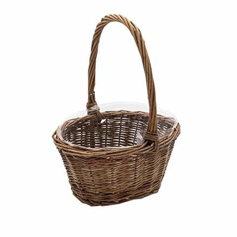 Royal Imports Oval Shaped -Small- Willow Handwoven Easter Basket 9&quot;(L) X7(W) X3.5(H) (10.5&quot;(H) W/ Handle) Braided Rim - With Plastic Insert