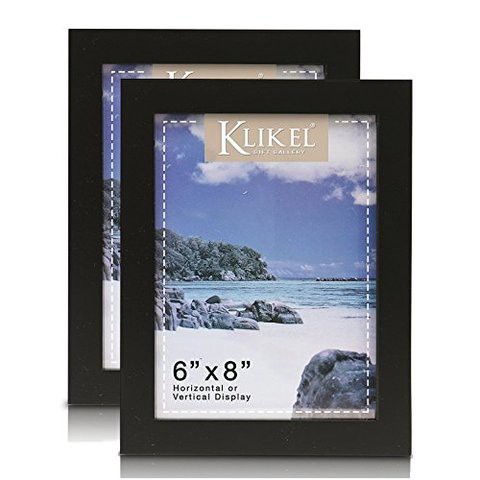 Klikel Black Picture Frame - Set Of 2 6X8 Black Wooden Photo Frame - Made Of Real Wood With Glass Photo Protection - Ready For Wall And Table Display